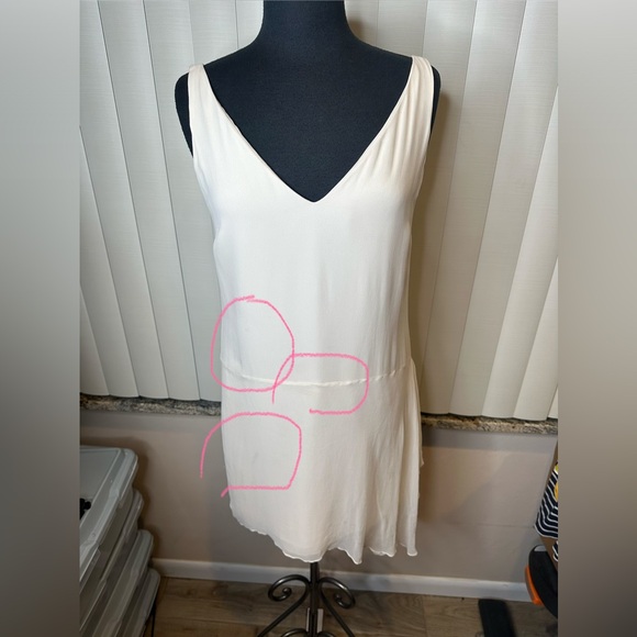 Ralph Lauren Blue Label Cream Asymmetrical 100% Silk Dress Size 8 - Picture 3 of 11